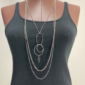 Like New Silver Long Layered Necklace